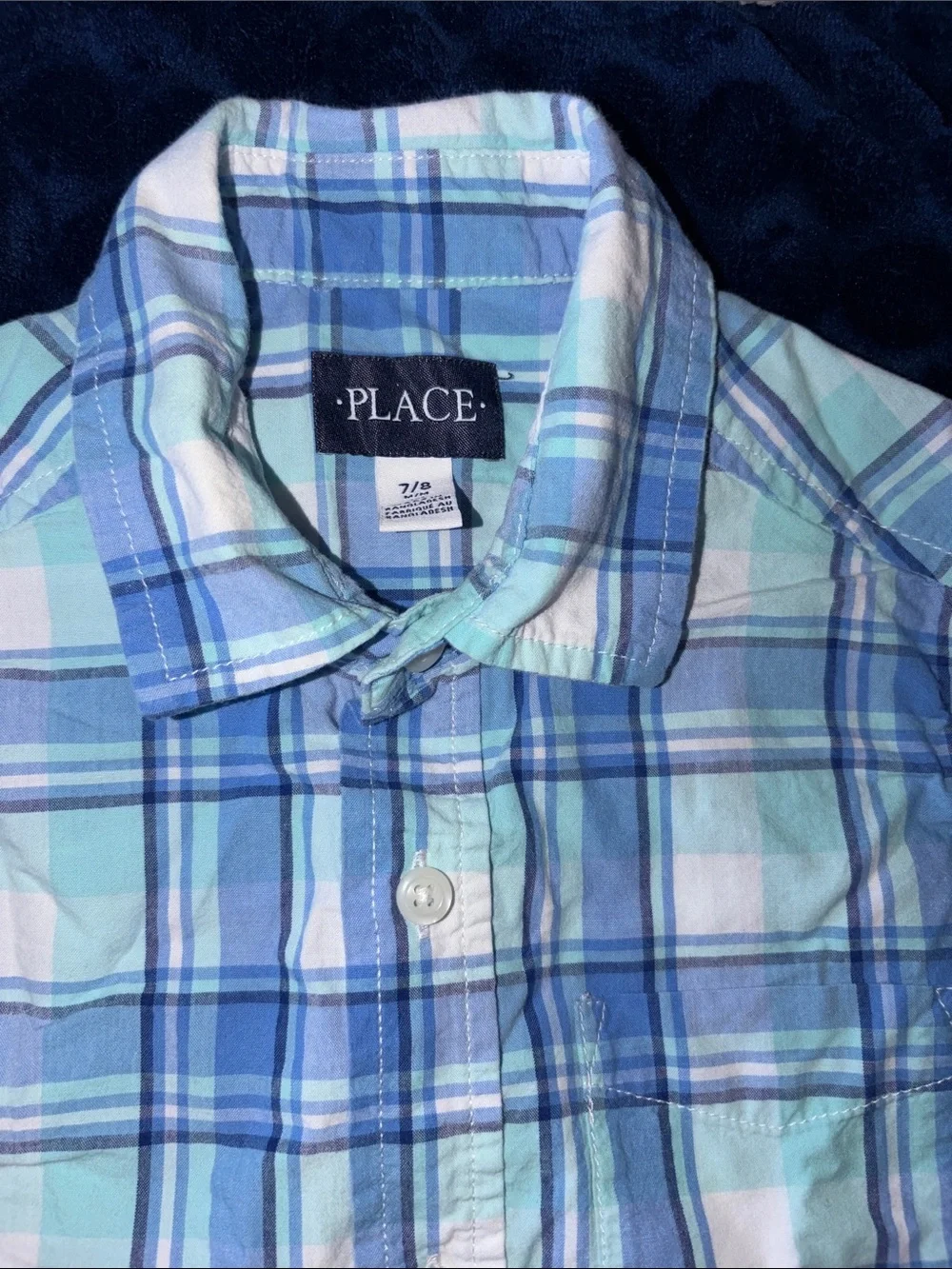 The Children's Place Light Blue and White Plaid Button-Down Shirt